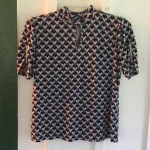 Come Blu Silver Sparkle Short Sleeve Blouse. Size L